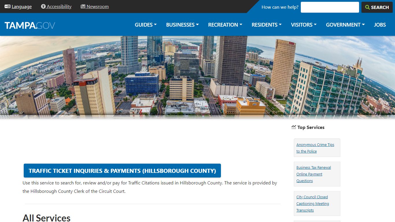 Traffic Ticket inquiries & payments (Hillsborough County)